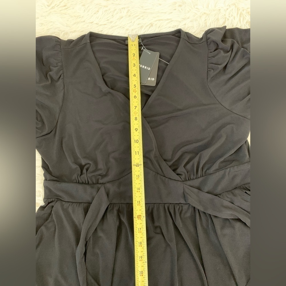 Torrid Mini Studio Knit Surplice Dress black, plus size, 1X, 14-16 - Picture 9 of 14